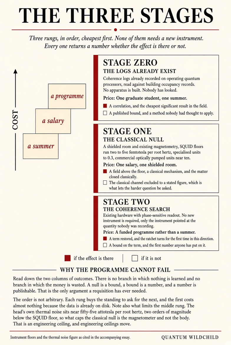 The three stages. A costed programme in three rungs