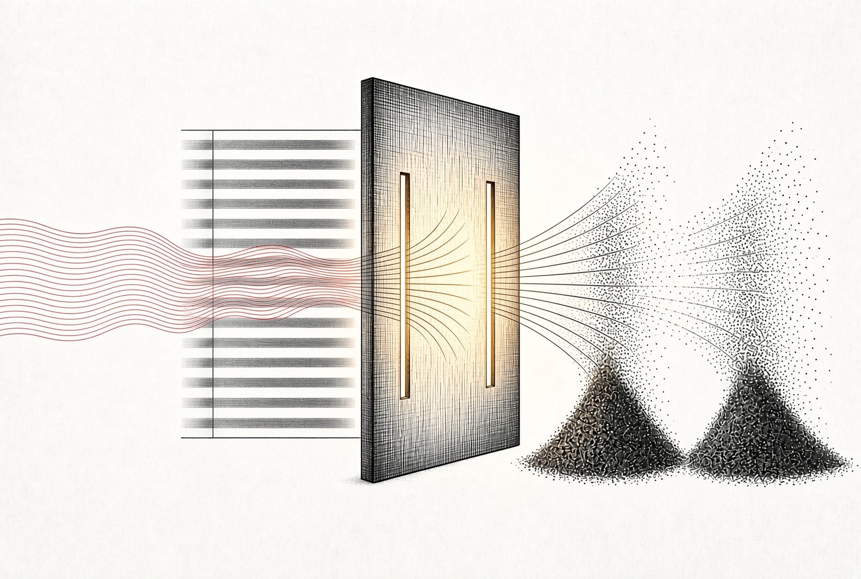 Wavefronts entering a barrier with two openings, separate points accumulating beyond it