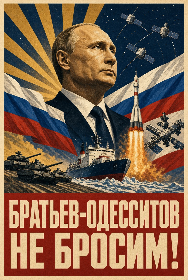 Soviet-style poster: We will not abandon our Odessa brothers